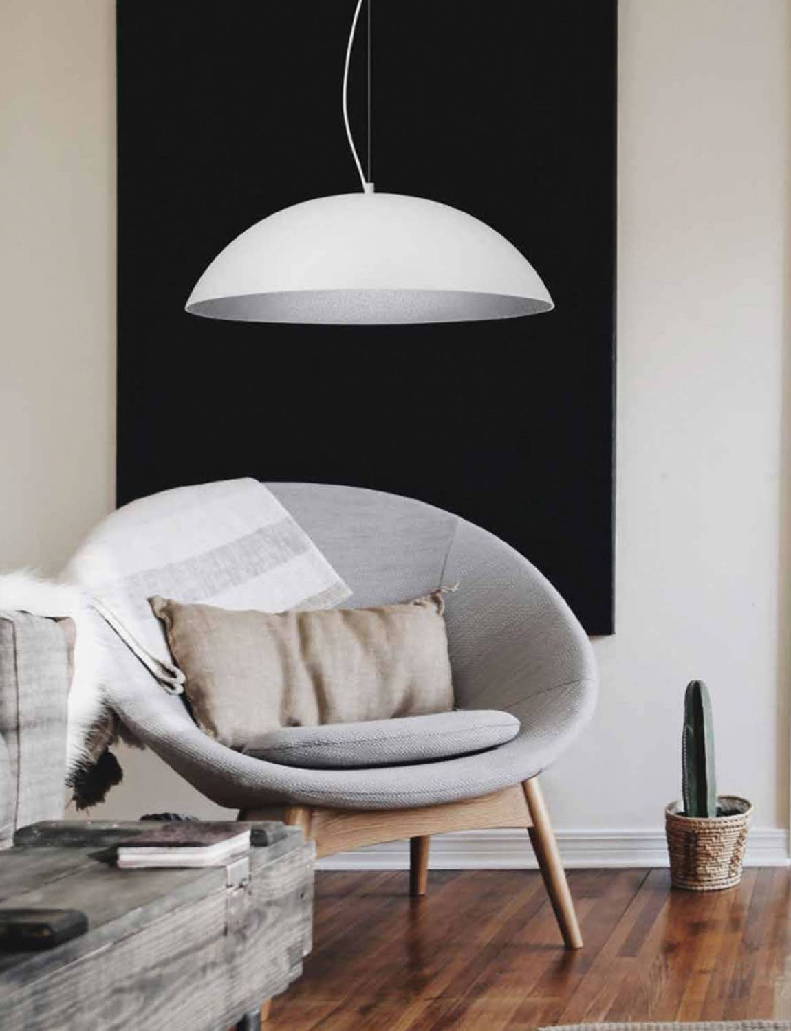 Φωτιστικό μονόφωτο Plexiglass  λευκό/ασημί  3χΕ27 Φ47