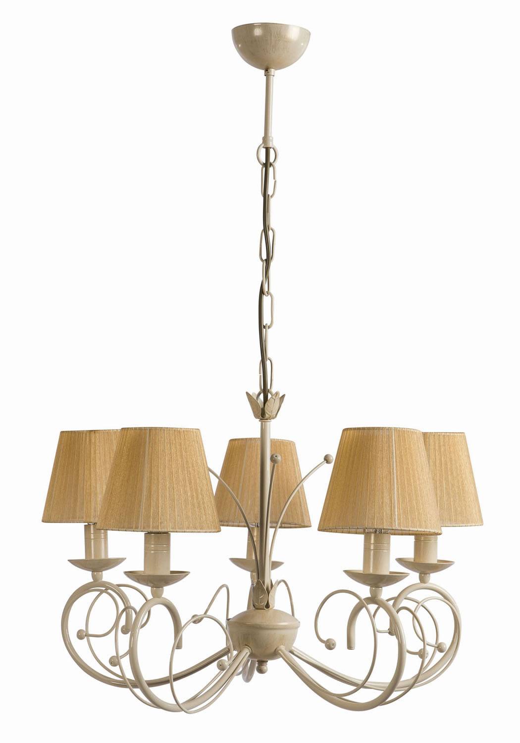 Φωτιστικό Πολύφωτο 5φ Μέταλλο κρεμ/ Πατίνα χρυσή με αμπαζούρ Ε14