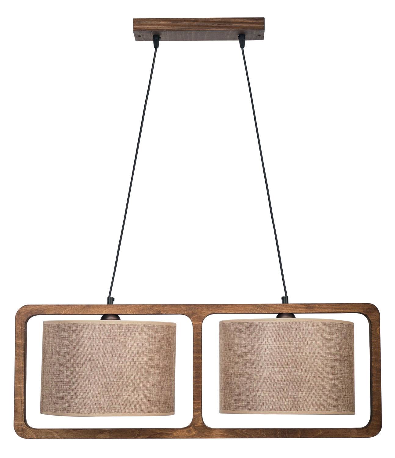 Φωτιστικό Πολύφωτο 2φ Ξύλο/Αμπαζούρ μόκα Ε27