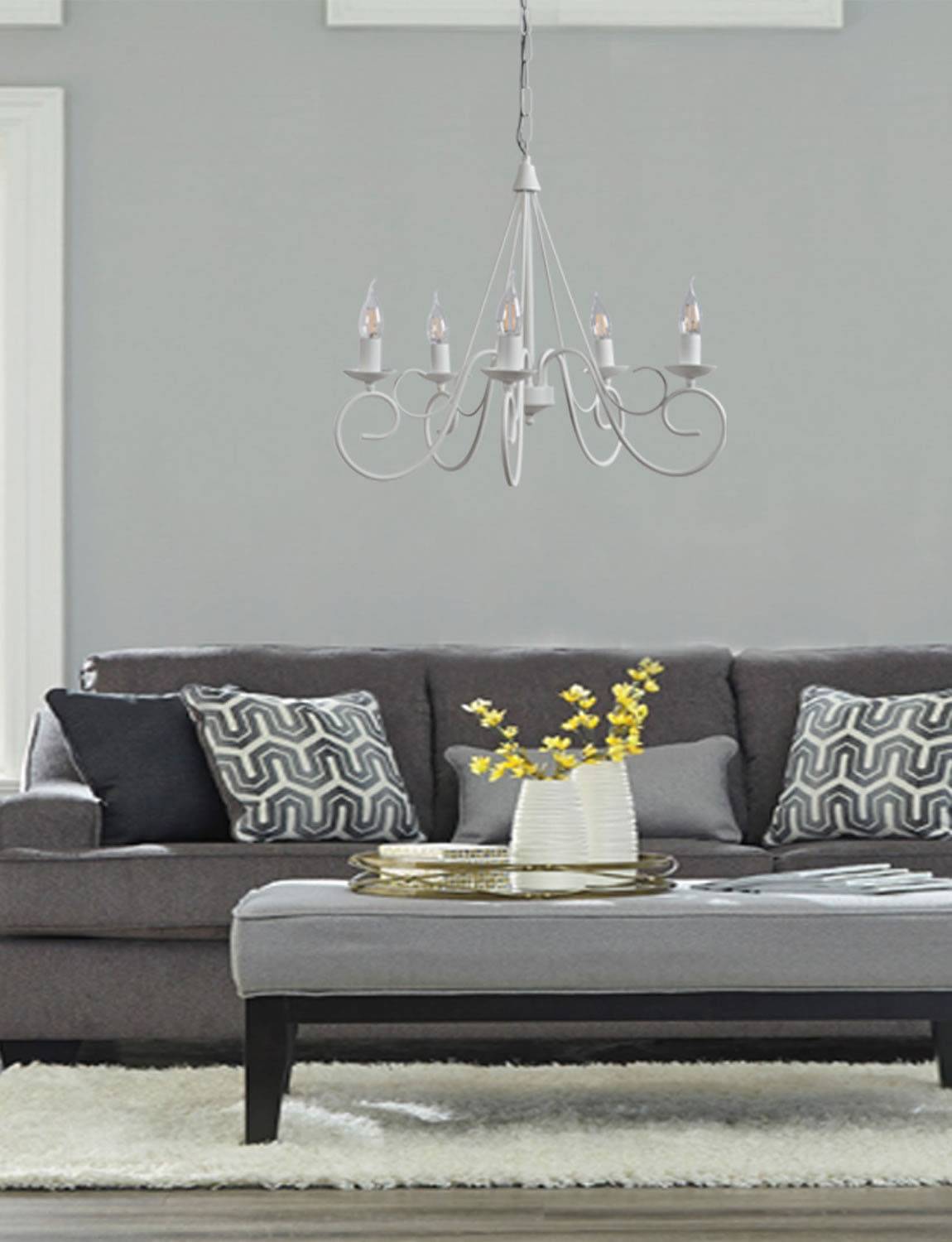 Φωτιστικό Πολύφωτο 5φ Μέταλλο λευκό Ε14