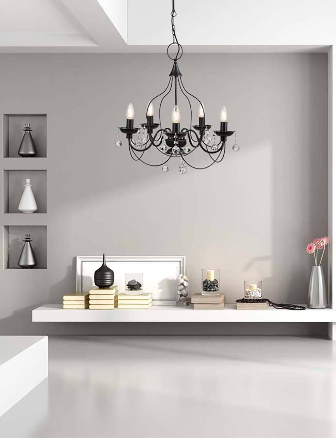 Φωτιστικό Πολύφωτο 5φ Μέταλλο μαύρο Ε14