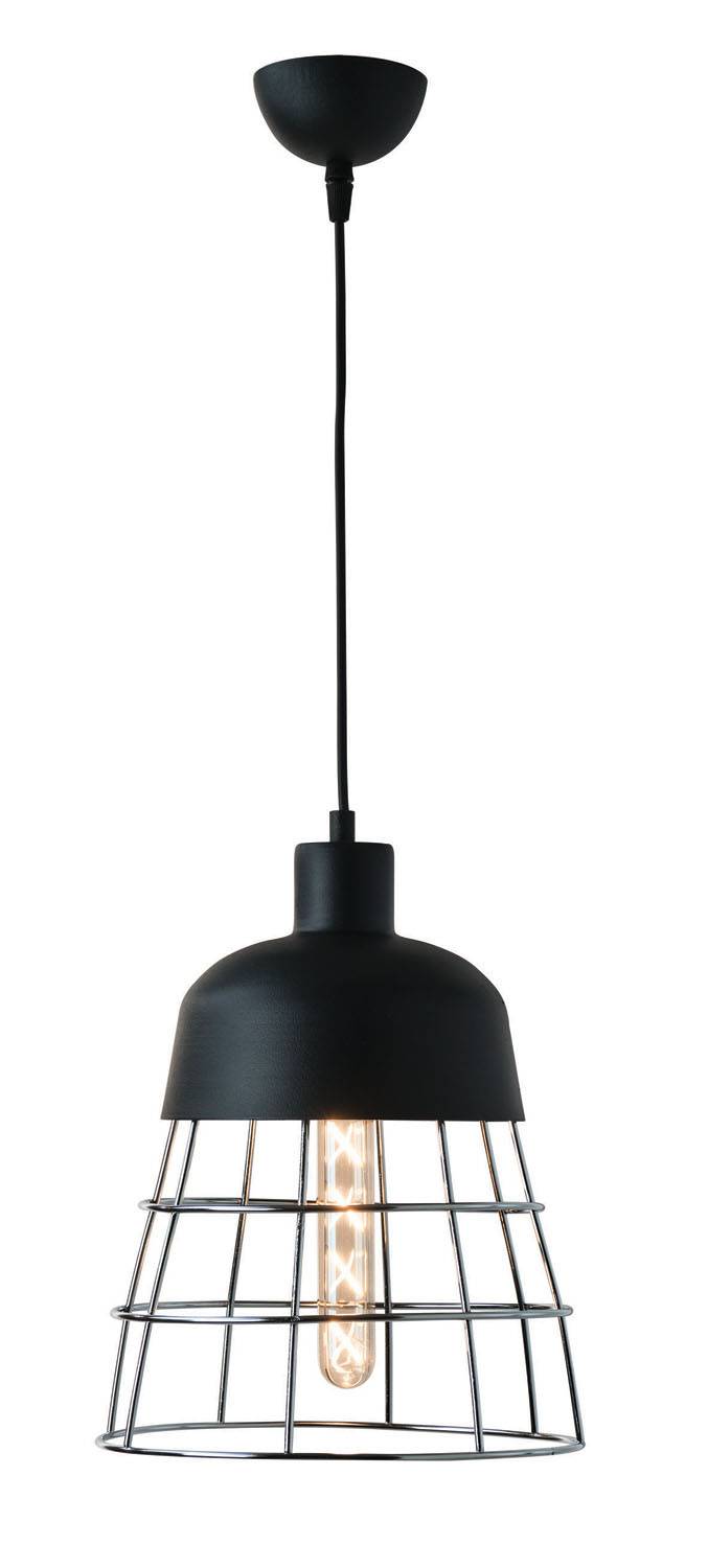 Φωτιστικό μονόφωτο μέταλλο μαύρο/χρώμιο Ε27 Φ26