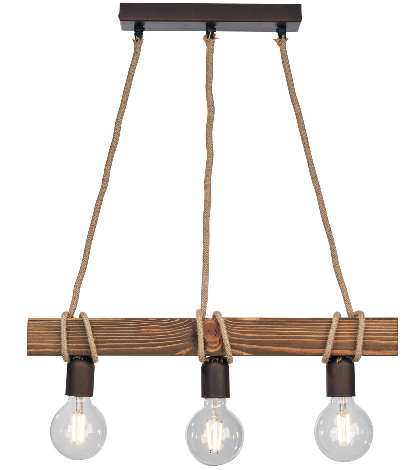 Φωτιστικό Πολύφωτο 3φ Ξύλο/Σχοινί Ε27