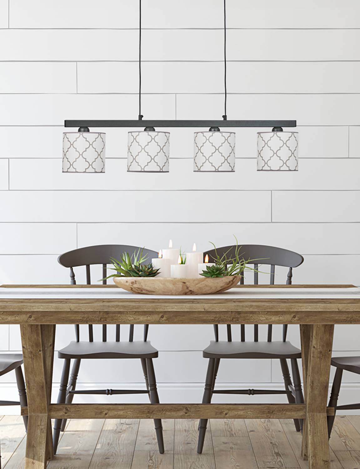 Φωτιστικό Πολύφωτο 4φ Μέταλλο/Αμπαζούρ λευκό Ε27