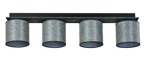 Φωτιστικό Οροφής 4φ Ξύλο/Αμπαζούρ γκρι Ε27