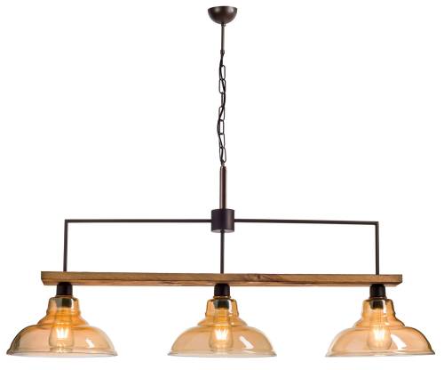 Φωτιστικό Πολύφωτο 3φ Ξύλο/Μέταλλο σκουριά/Γυαλί Ε27