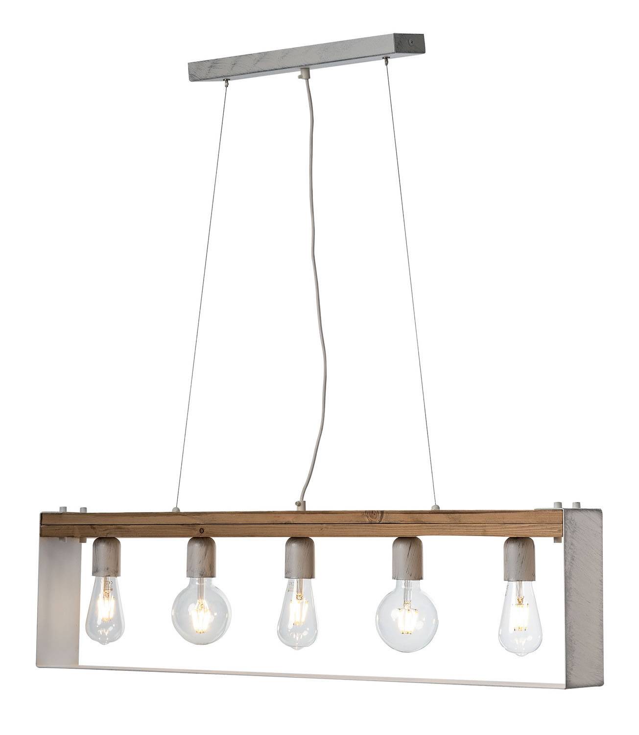 Φωτιστικό Πολύφωτο 5φ Ξύλο/Μέταλλο λευκό/Πατίνα ασημί Ε27