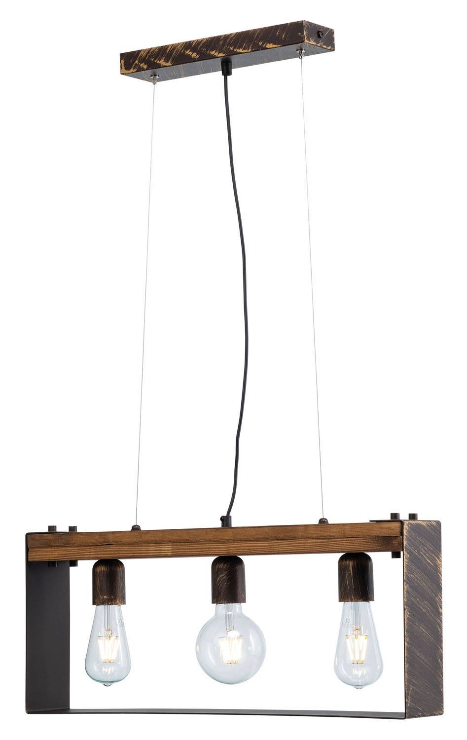 Φωτιστικό Πολύφωτο 3φ Ξύλο/Μέταλλο σκουριά/Πατίνα χρυσή Ε27