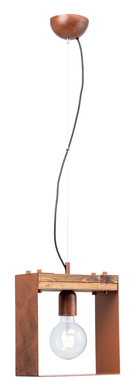 Φωτιστικό μονόφωτο ξύλο/μέταλλο χαλκός/πατίνα μαύρη Ε27 Φ25