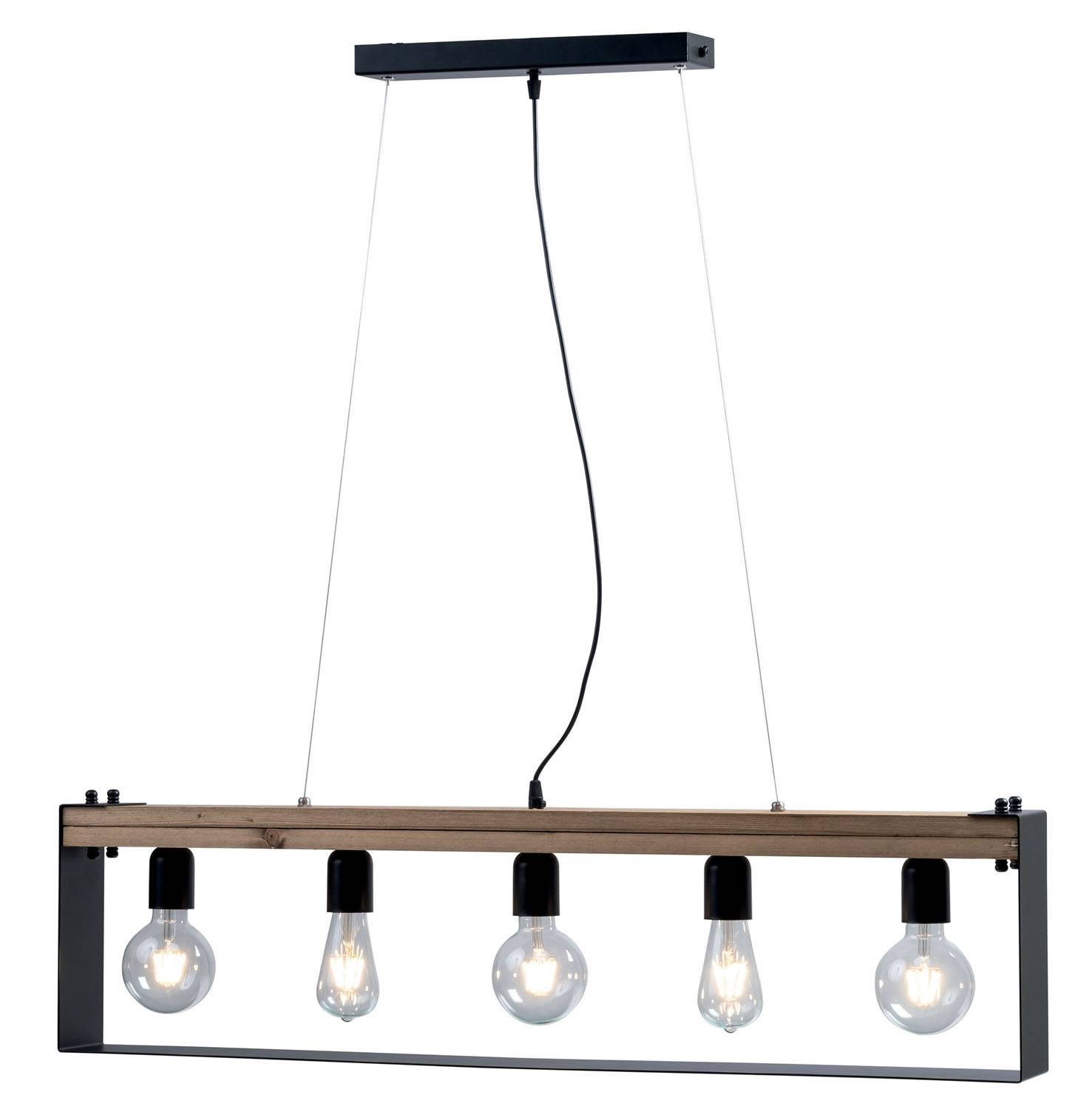 Φωτιστικό Πολύφωτο 5φ Ξύλο/Μέταλλο μαύρο Ε27