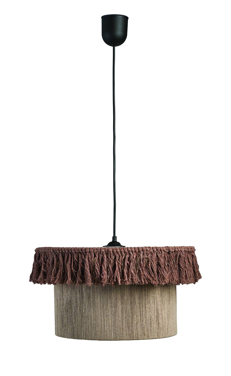 Φωτιστικό μονόφωτο BOHO  σχοινί καφέ/μελί Ε27 Φ40