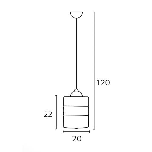 Φωτιστικό μονόφωτο γυαλί/σχοινί φιμέ Ε27 Φ20