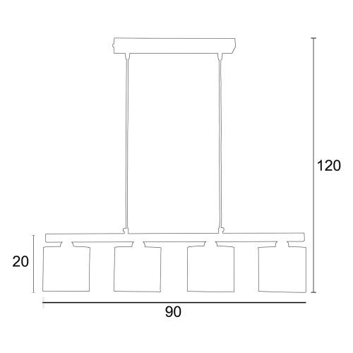 Φωτιστικό Πολύφωτο 4φ Μέταλλο/Αμπαζούρ μαύρο Ε27