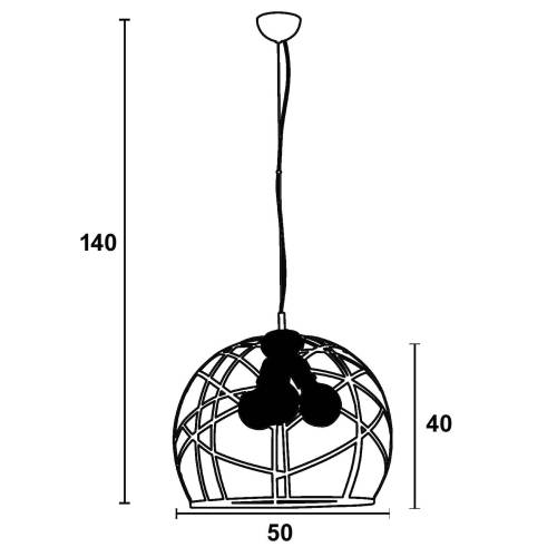 Φωτιστικό πλέγμα μέταλλο μαύρο Ε27 Φ50 3φ