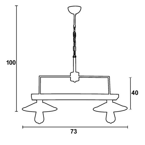 Φωτιστικό Πολύφωτο 2φ Ξύλο/Μέταλλο σκουριά Ε27