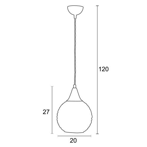 Φωτιστικό μονόφωτο γυαλί φιμέ Ε27 Φ20