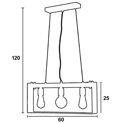 Φωτιστικό Πολύφωτο 3φ Ξύλο/Μέταλλο σκουριά/Πατίνα χρυσή Ε27