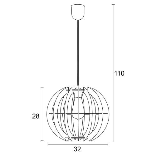 Φωτιστικό μονόφωτο ξύλο καφέ Ε27 Φ32