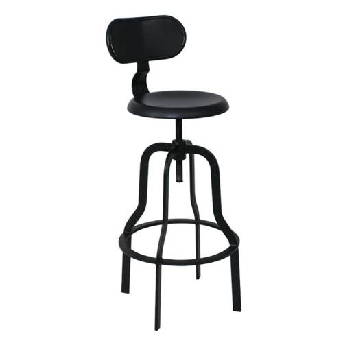 BRUNO Σκαμπό BAR με Πλάτη, Μέταλλο Βαφή Μαύρο, Ύψος Ρυθμιζόμενο, Περιστρεφόμενο Ε-00019378 Ε5138,1