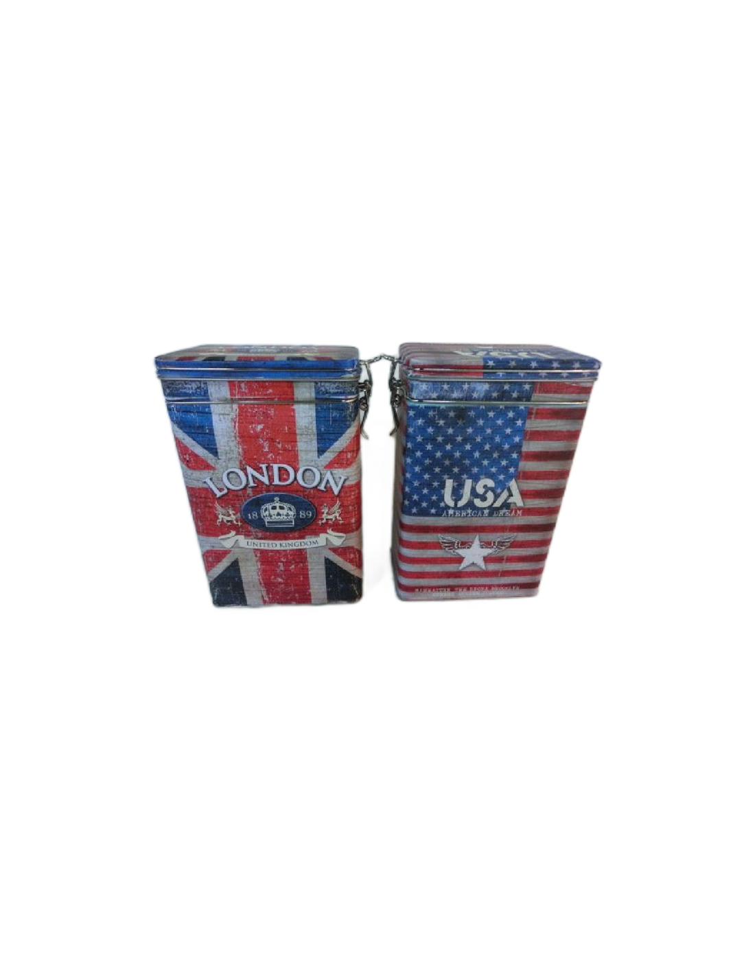 Δοχείο με κλιπ μεταλ.USA/LONDON 12Χ8Χ19