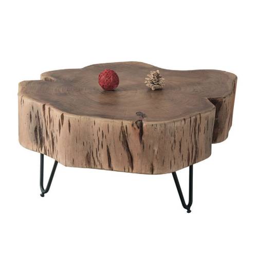 DUNNO Τραπεζάκι Σαλονιού Καθιστικού, Μέταλλο Βαφή Μαύρο, Ξύλο Ακακία Φυσικό Ε-00017566 ΕΑ7105