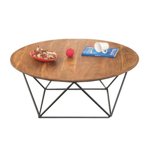 MOVVA Τραπεζάκι Σαλονιού Καθιστικού, Μέταλλο Βαφή Μαύρο, Ξύλο Ακακία Φυσικό Ε-00019756 ΕΑ7053