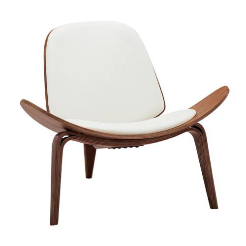 TAYLOR Πολυθρόνα Σαλονιού Καθιστικού Καρυδί, Pu Άσπρο Ε-00020774 Ε7510,2