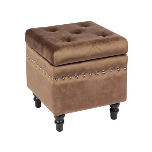 LOKO Σκαμπό Αποθηκευτικό Βοηθητικό, Ύφασμα Velure Απόχρωση Καφέ Ε-00021621 Ε7036,1