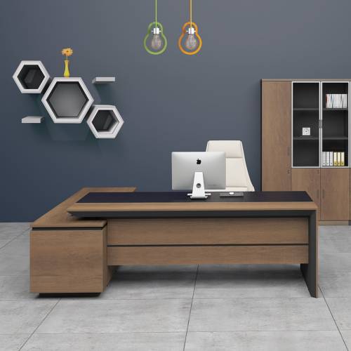 PROLINE Γραφείο Δεξιά Γωνία Απόχρωση Καρυδί Δρυς - Μαύρο Ε-00022191 ΕΟ811,R