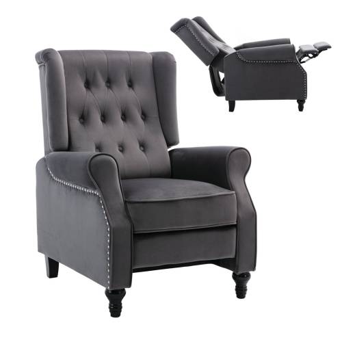 CHESTER Relax Πολυθρόνα Μπερζέρα Σαλονιού, Καθιστικού Ύφασμα Velure Γκρι Ε-00023453 Ε7119,2