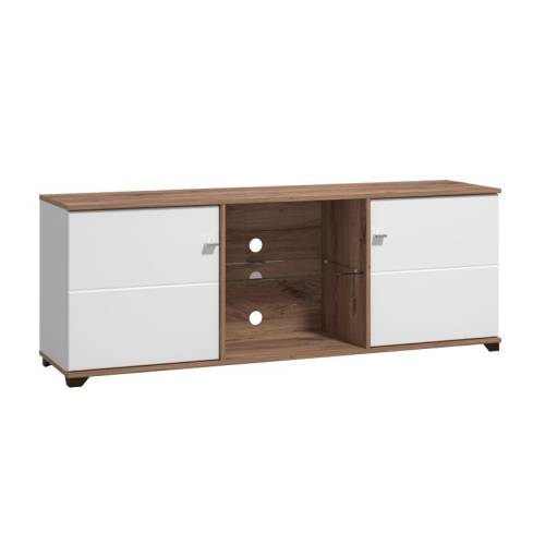 ΕΠΙΠΛΟ TV BURGUNDY 160 3K2V ΛΕΥΚΟ-FLAGSTAFF OAK-ΛΕΥΚΟ HIGH GLOSS FOIL 157x40x51εκ