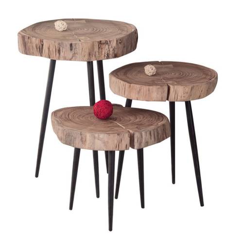 PATEL Τραπεζάκι Σαλονιού Καθιστικού, Μέταλλο Βαφή Μαύρο, Ξύλο Ακακία Φυσικό Ε-00017564 ΕΑ7104,2