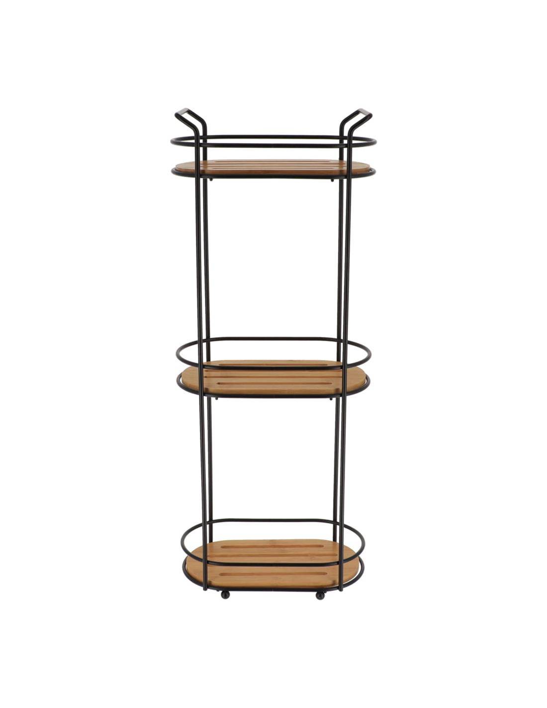 Ραφιέρα μπάνιου Χ3 μεταλ.μαύρη /bamboo 25Χ14Χ63