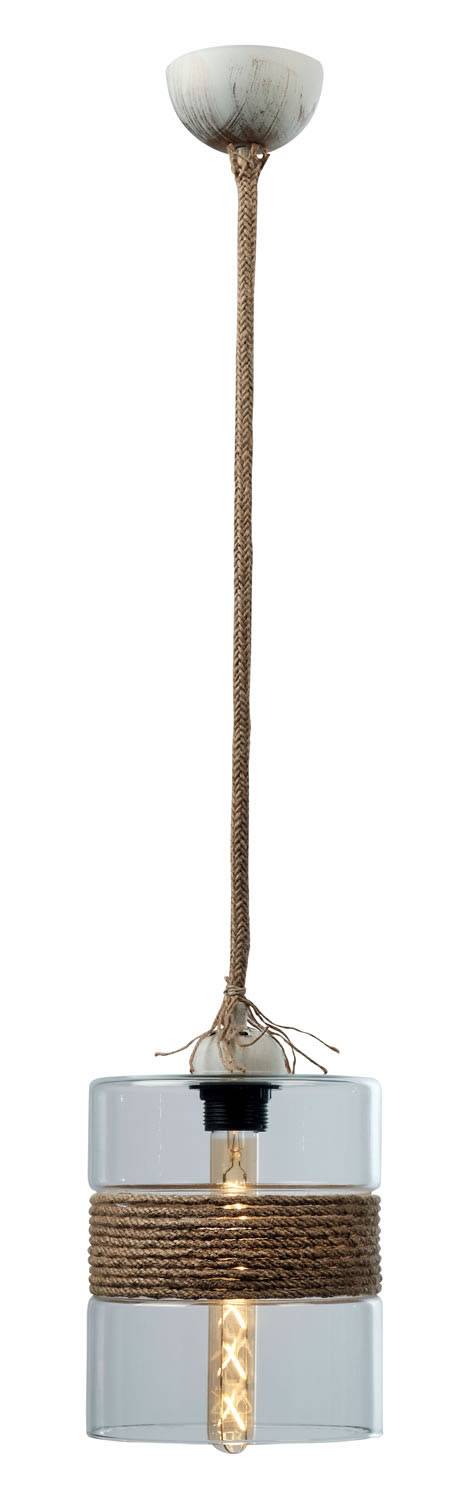 Φωτιστικό μονόφωτο γυαλί/σχοινί διάφανο Ε27 Φ20