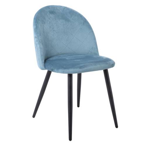 BELLA Καρέκλα Τραπεζαρίας, Μέταλλο Βαφή Μαύρο, Ύφασμα Velure Απόχρωση Petrol Ε-00022832 ΕΜ759,3