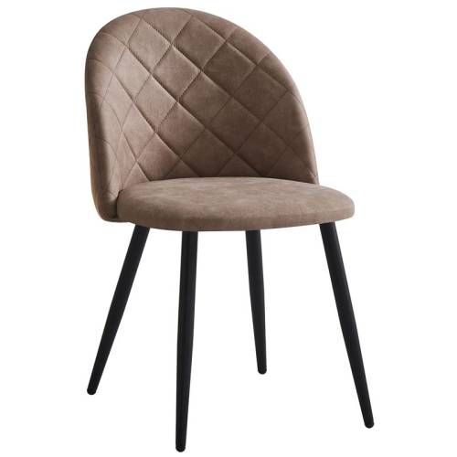 BELLA Καρέκλα Τραπεζαρίας, Μέταλλο Βαφή Μαύρο, Ύφασμα Απόχρωση Suede Μπεζ Ε-00023872 ΕΜ757,1S