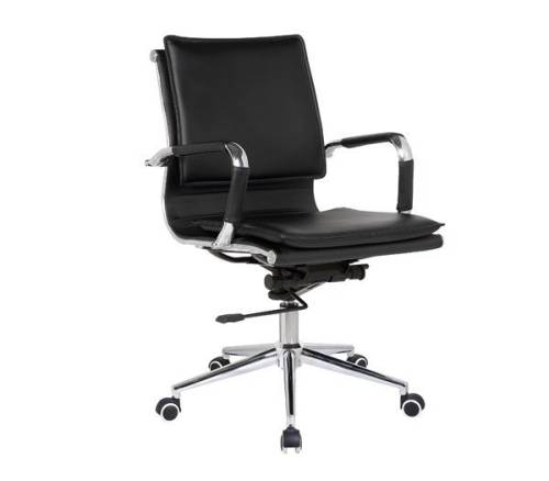 BF3601 Πολυθρόνα Γραφείου Μέταλλο Βάση Χρώμιο - PU Μαύρο Ε-00016925 ΕΟ243