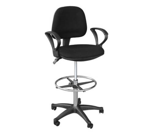 BF501 Σκαμπό Reception - Ταμείου με Πλάτη και Μπράτσα, Ύφασμα Μαύρο Ε-00003499 ΕΟ206,7