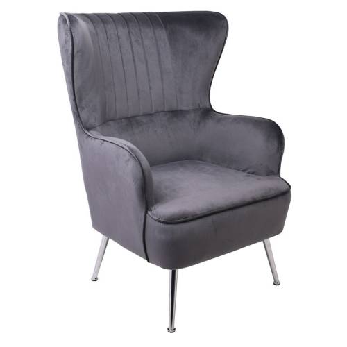 CROMA Πολυθρόνα - Μπερζέρα Σαλονιού - Καθιστικού, Ύφασμα Γκρι Velure Ε-00021071 Ε7138,7