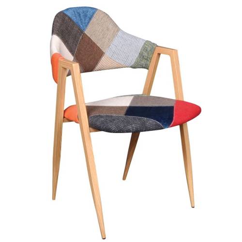 DELTA Πολυθρόνα Μέταλλο Βαφή Φυσικό, Ύφασμα Patchwork Ε-00017704 ΕΜ130,4