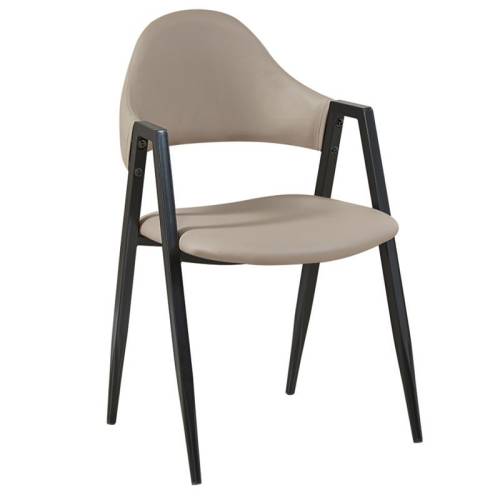 DELTA Πολυθρόνα Μέταλλο Βαφή Μαύρο, Pu Cappuccino Ε-00019258 ΕΜ1301,2