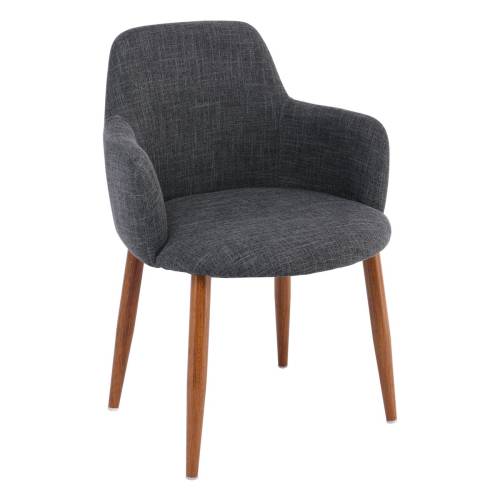 SOUL Πολυθρόνα Τραπεζαρίας Σαλονιού Κουζίνας, Μέταλλο Βαφή Καρυδί, Ύφασμα Γκρι Ε-00020565 ΕΜ713,1