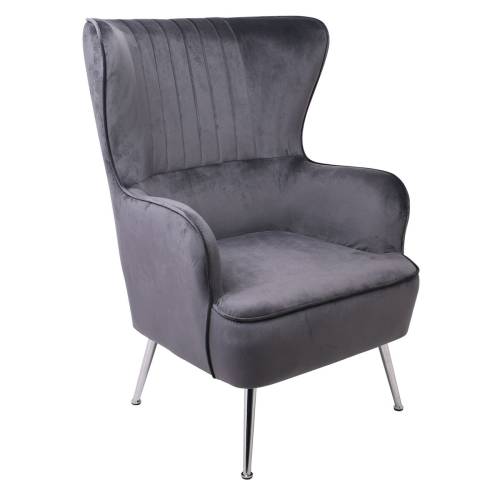 CROMA Πολυθρόνα - Μπερζέρα Σαλονιού - Καθιστικού, Ύφασμα Γκρι Velure Ε-00021071 Ε7138,7