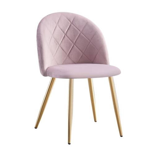 BELLA Καρέκλα Τραπεζαρίας, Μέταλλο Χρώμιο Χρυσό, Ύφασμα Velure Απόχρωση Dirty Pink Ε-00023536 ΕΜ759,1G