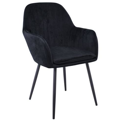 VALERY Πολυθρόνα Μέταλλο Βαφή Μαύρο, Ύφασμα Velure, Απόχρωση Μαύρο Ε-00023803 ΕΜ711,4