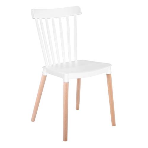 LINA Καρέκλα Τραπεζαρίας - Κουζίνας, PP Άσπρο, Πόδια Οξιά Φυσικό Ε-00024186 ΕΜ1391,1
