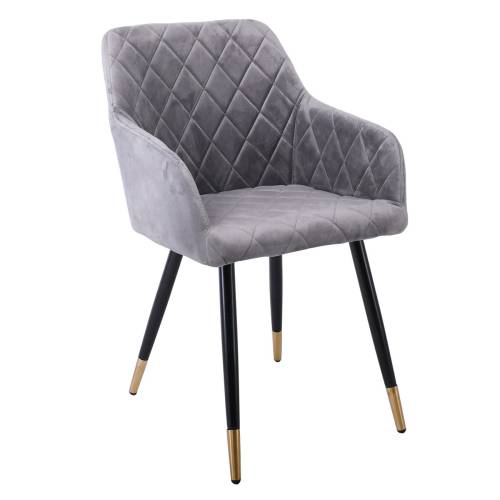 RENA Πολυθρόνα Μέταλλο Βαφή Μαύρο, Ύφασμα Velure, Απόχρωση Γκρι Ε-00024370 ΕΜ785,2