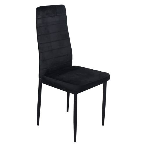 JETTA Καρέκλα Τραπεζαρίας Κουζίνας, Μέταλλο Βαφή Μαύρο Ύφασμα Velure Μαύρο (Συσκ.6) Ε-00024459 ΕΜ966Β,36V