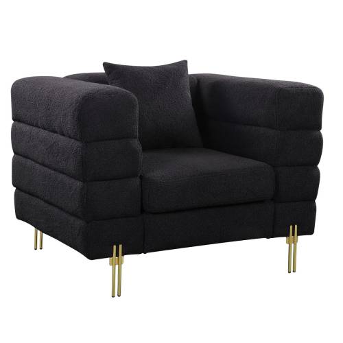 MORRIS Πολυθρόνα Σαλονιού - Καθιστικού, Ύφασμα Teddy Μαύρο Ε-00024533 Ε9600,12