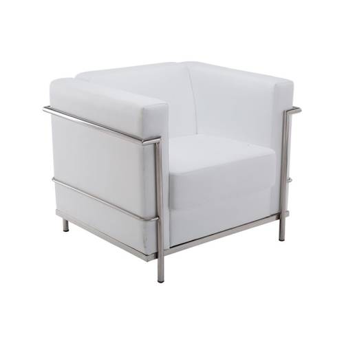 GENOVA Πολυθρόνα Σαλονιού Καθιστικού, Ιnox - Pu Άσπρο Ε-00019304 Ε947,11